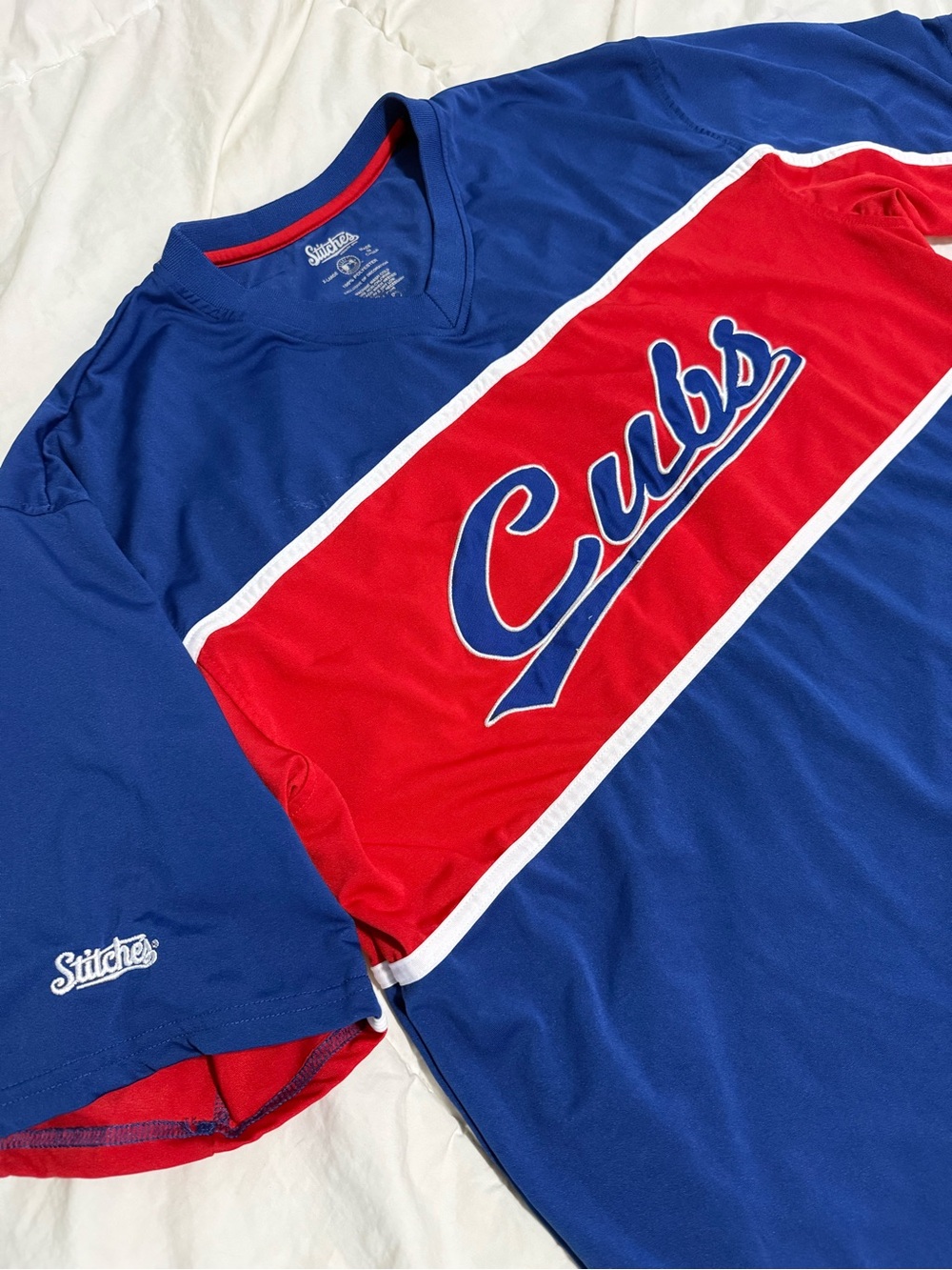 Stitches Cubs Blue & Red Mens ' Baseball Tee